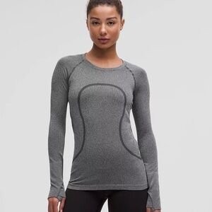Lululemon Swiftly black and white stripe long sleeve top sz 6